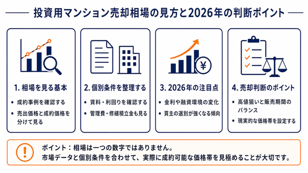投資用マンション売却相場の見方と2026年の判断ポイントの図解