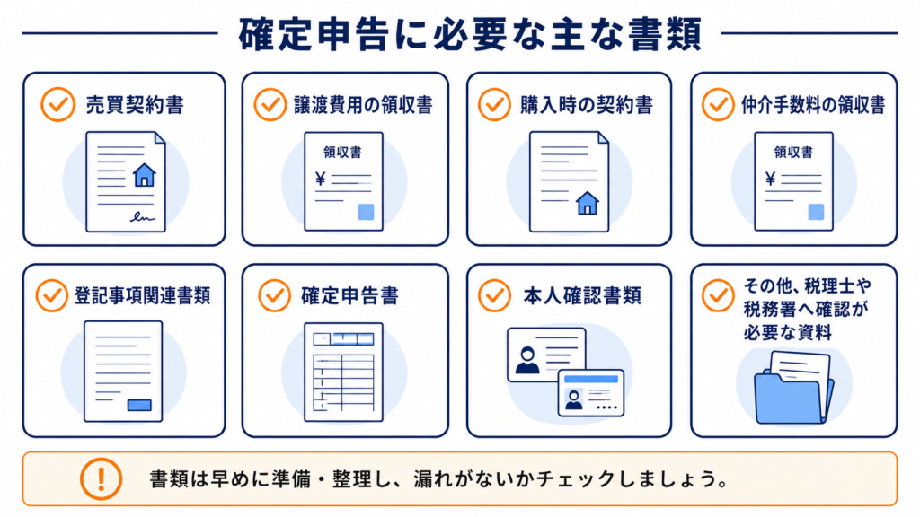確定申告に必要な主な書類の図解