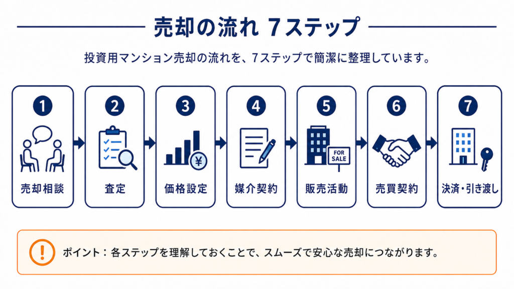 売却の流れ7ステップの図解